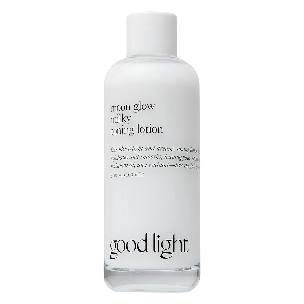Good Light tonique lait lunaire, bouteille elegante, hydratation légère pour un teint frais.