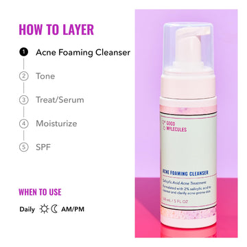 Good Molecules Acne Foaming Cleanser pump demonstrates easy, controlled dispensing.