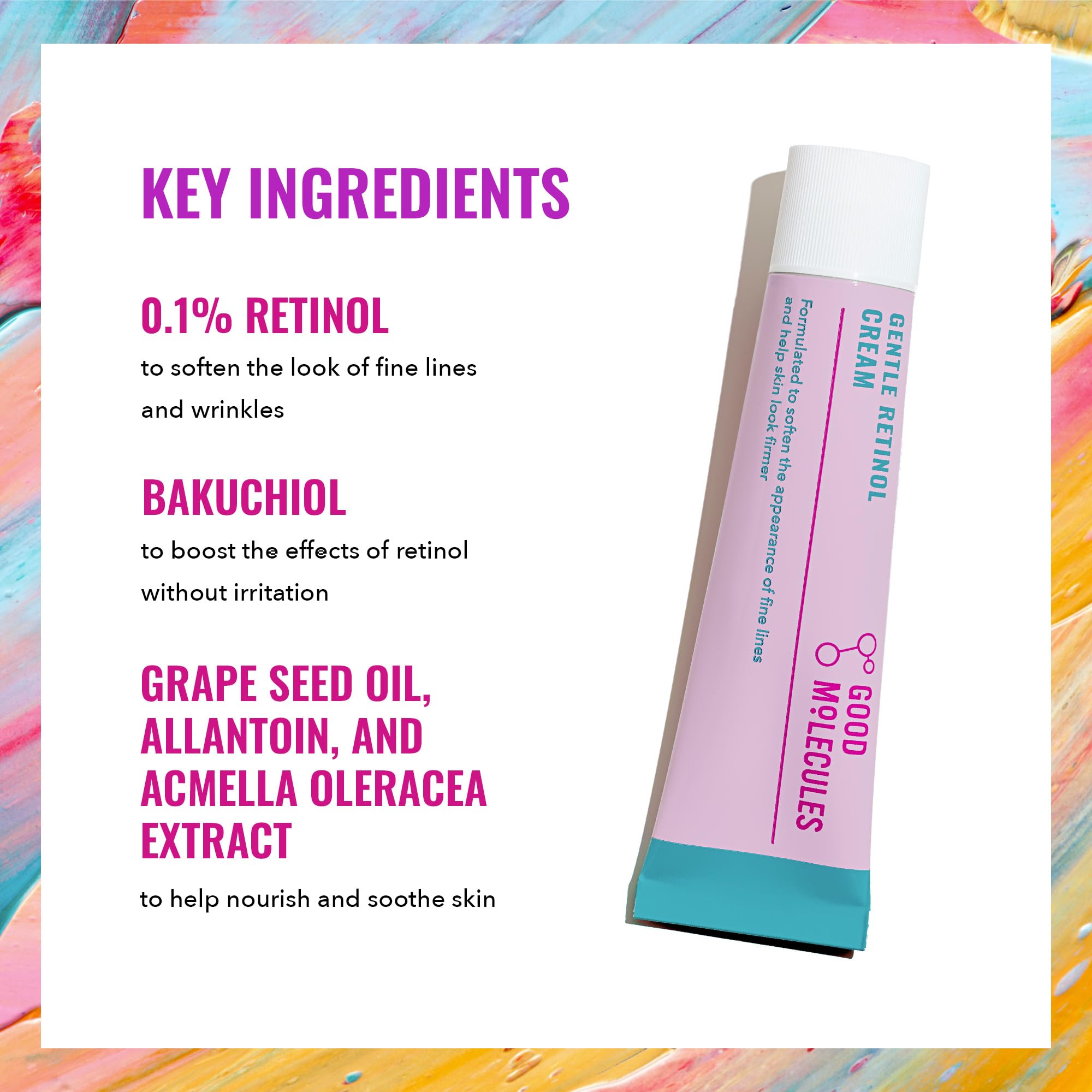 Good Molecules Crema suave retinol: textura cremosa que nutre sin irritación.