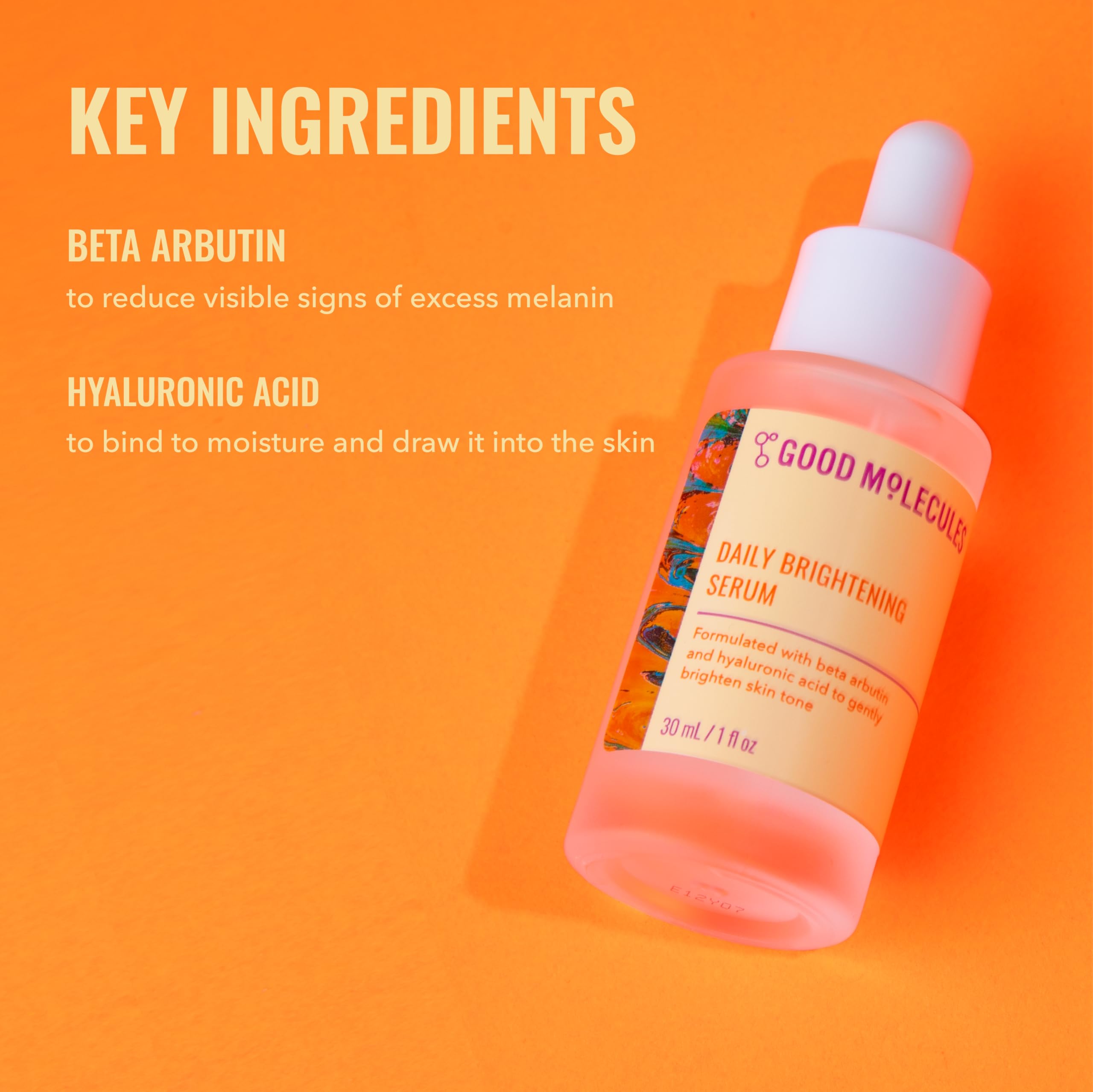 Good Molecules Daily Brightening Serum, ingredientes clave beta arbutina para tono uniforme