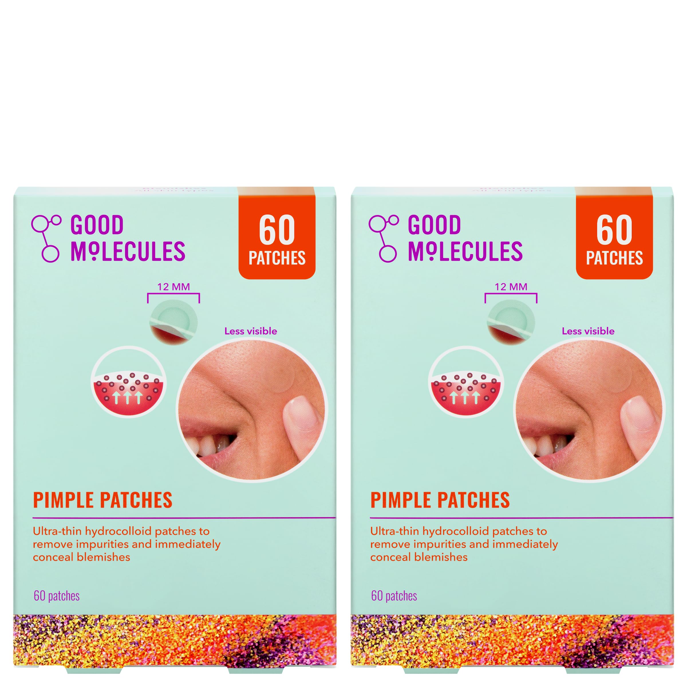 good molecules parches acne ultrafinos sobre empaque para cobertura discreta.