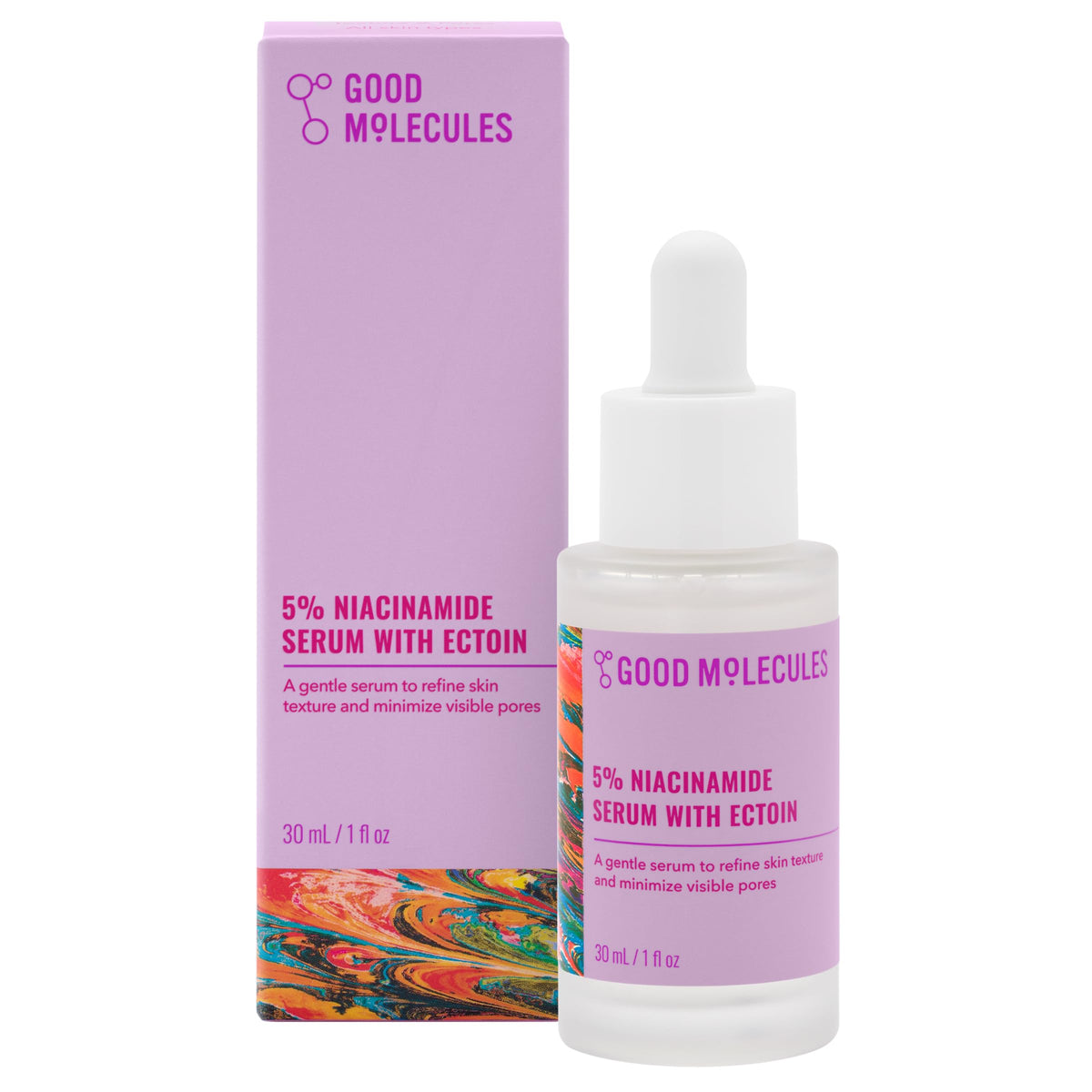 Good Molecules 5% Niacinamida con Ectoin en botella para hidratación suave.