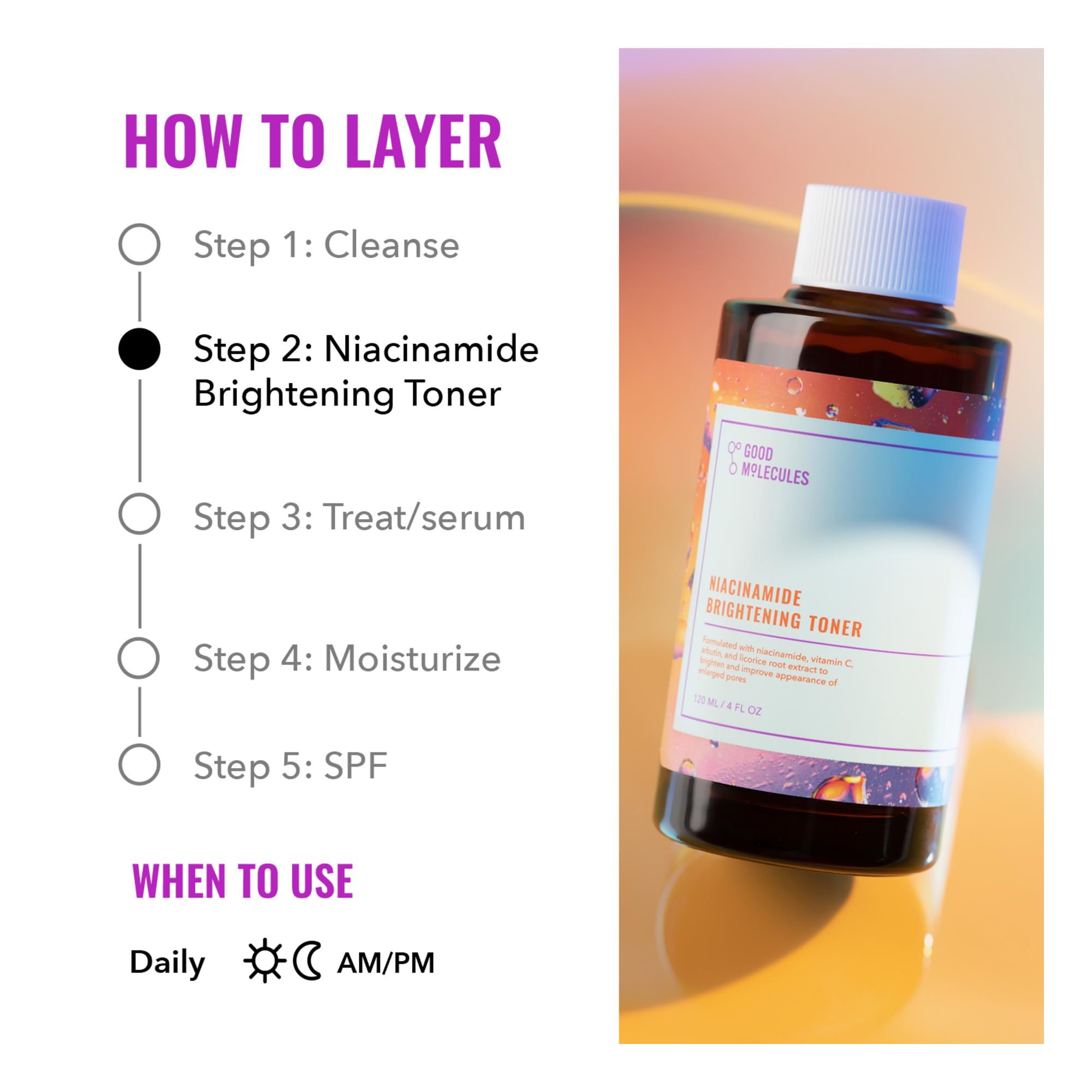 Good Molecules Niacinamida pH 6.2, tono suave para uso diario.