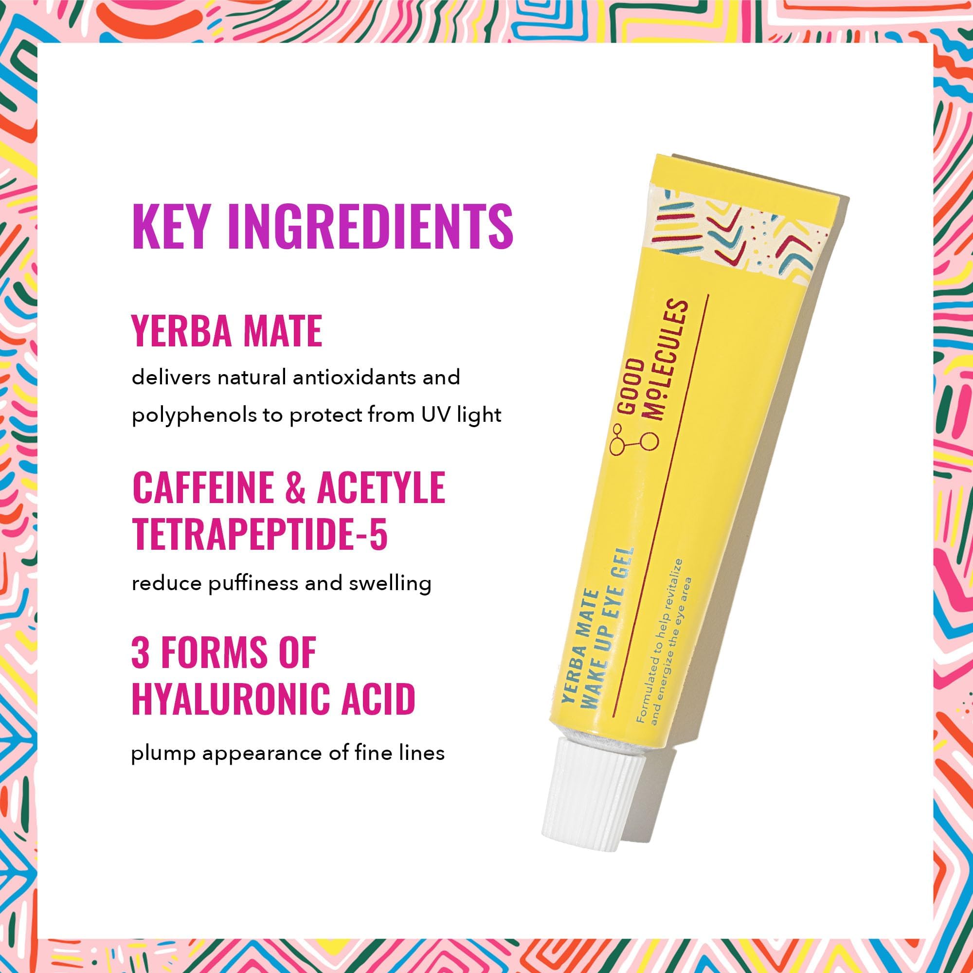 Good Molecules Yerba Mate Wake Up Eye Gel aplicación suave alrededor del contorno ocular.