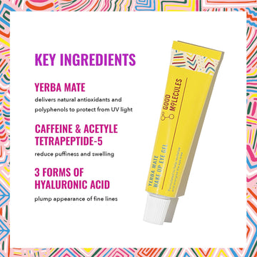 Good Molecules Yerba Mate Wake Up Eye Gel aplicación suave alrededor del contorno ocular.