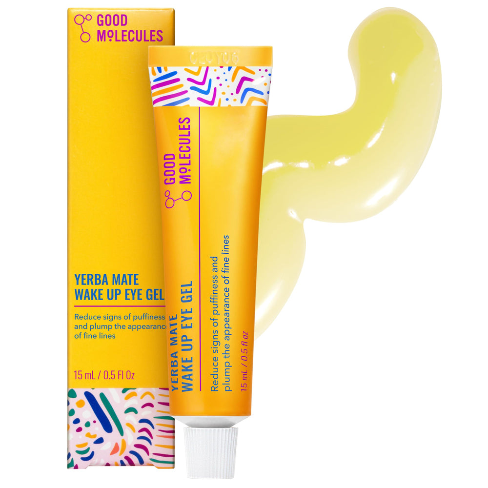 Good Molecules Yerba Mate Wake Up Eye Gel en envase compacto para uso diario.