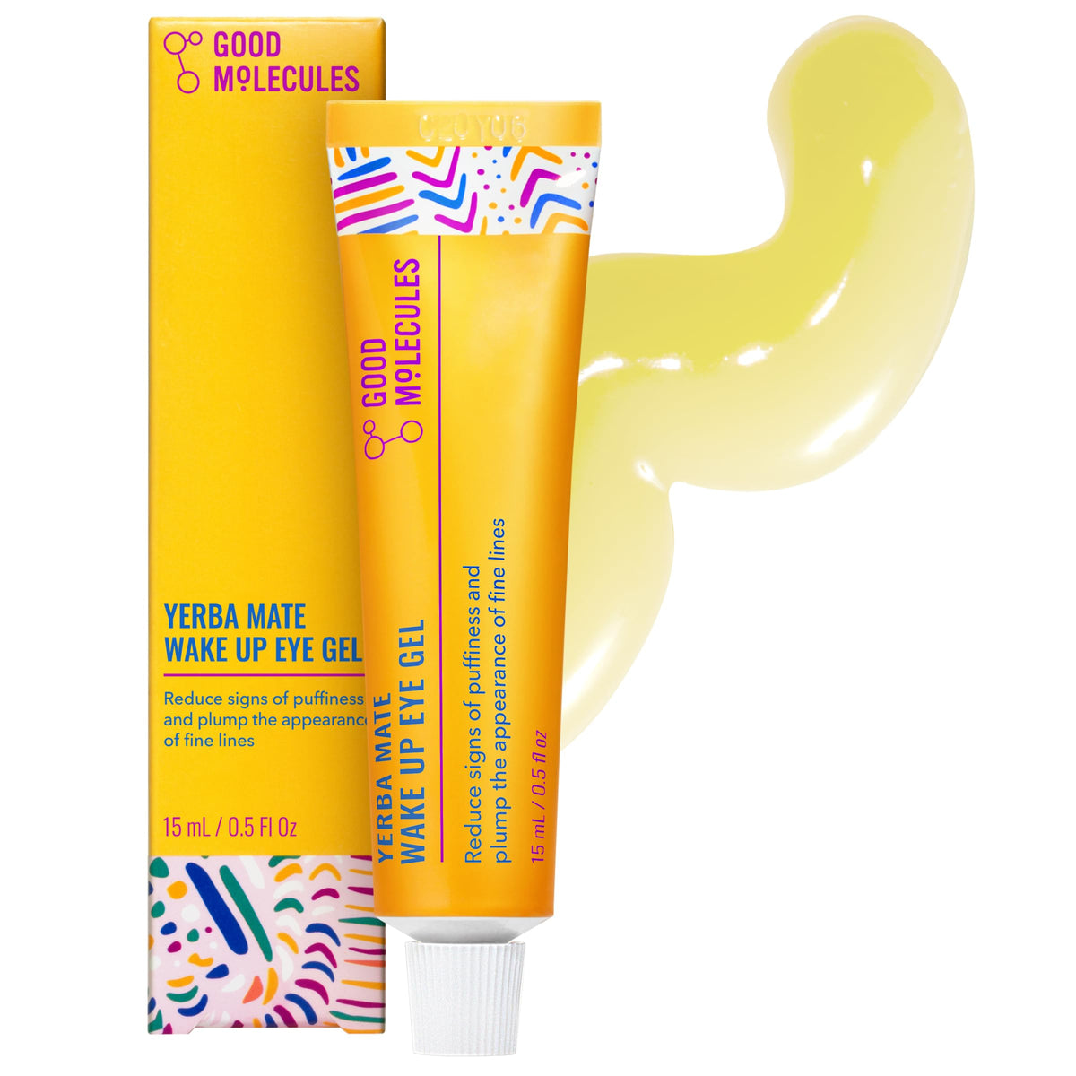 Good Molecules Yerba Mate Wake Up Eye Gel en envase compacto para uso diario.