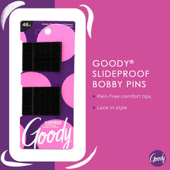 Goody Bobby Pin en recogido, con agarre seguro para peinados recogidos.