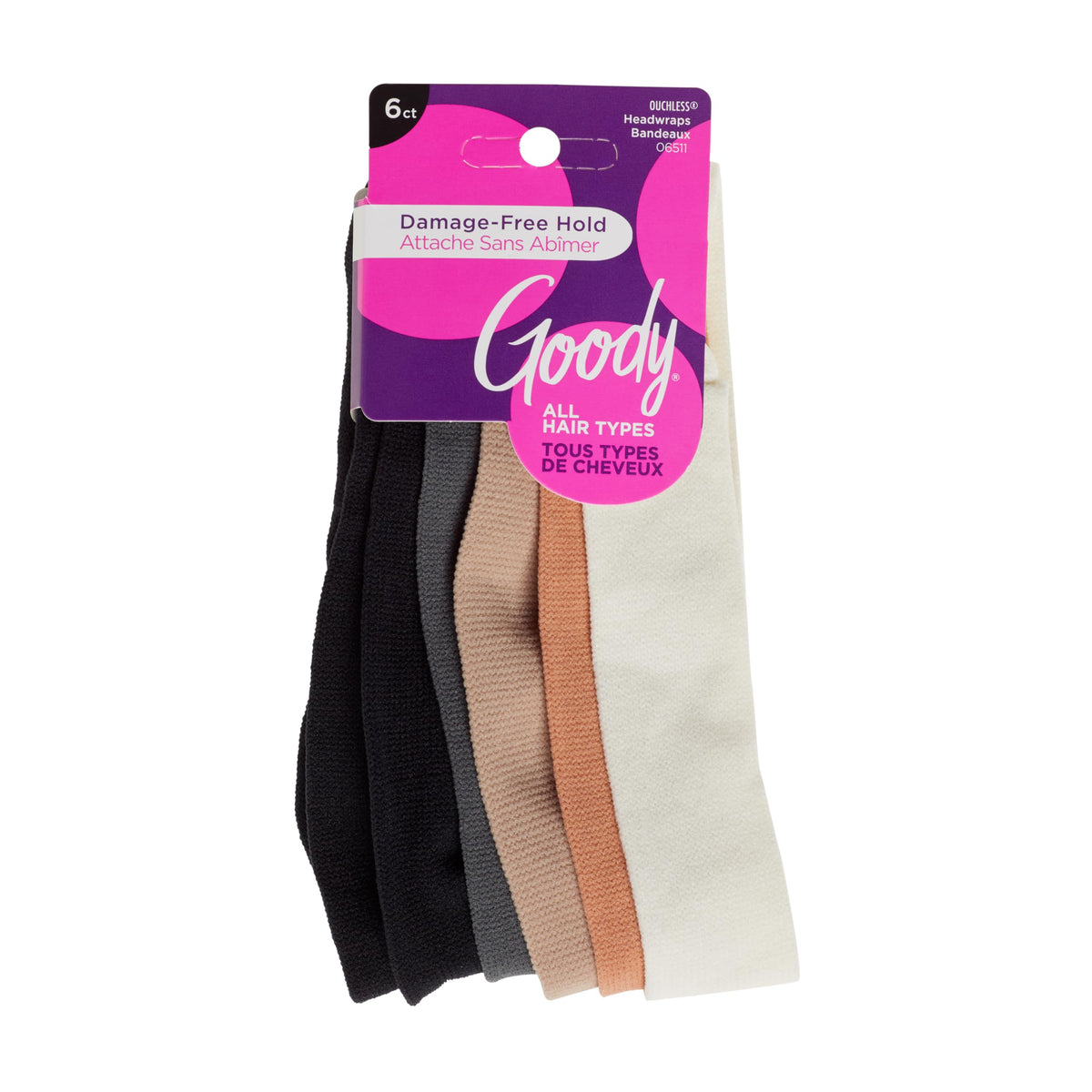 Goody envolturas para cabello basicas en tono neutro ofrecen ajuste comodo para todo tipo de cabello.