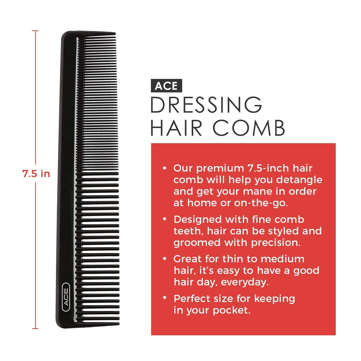 GOODY Hair Ace Peine Portátil para llevar en el bolso y lograr un retoque rápido