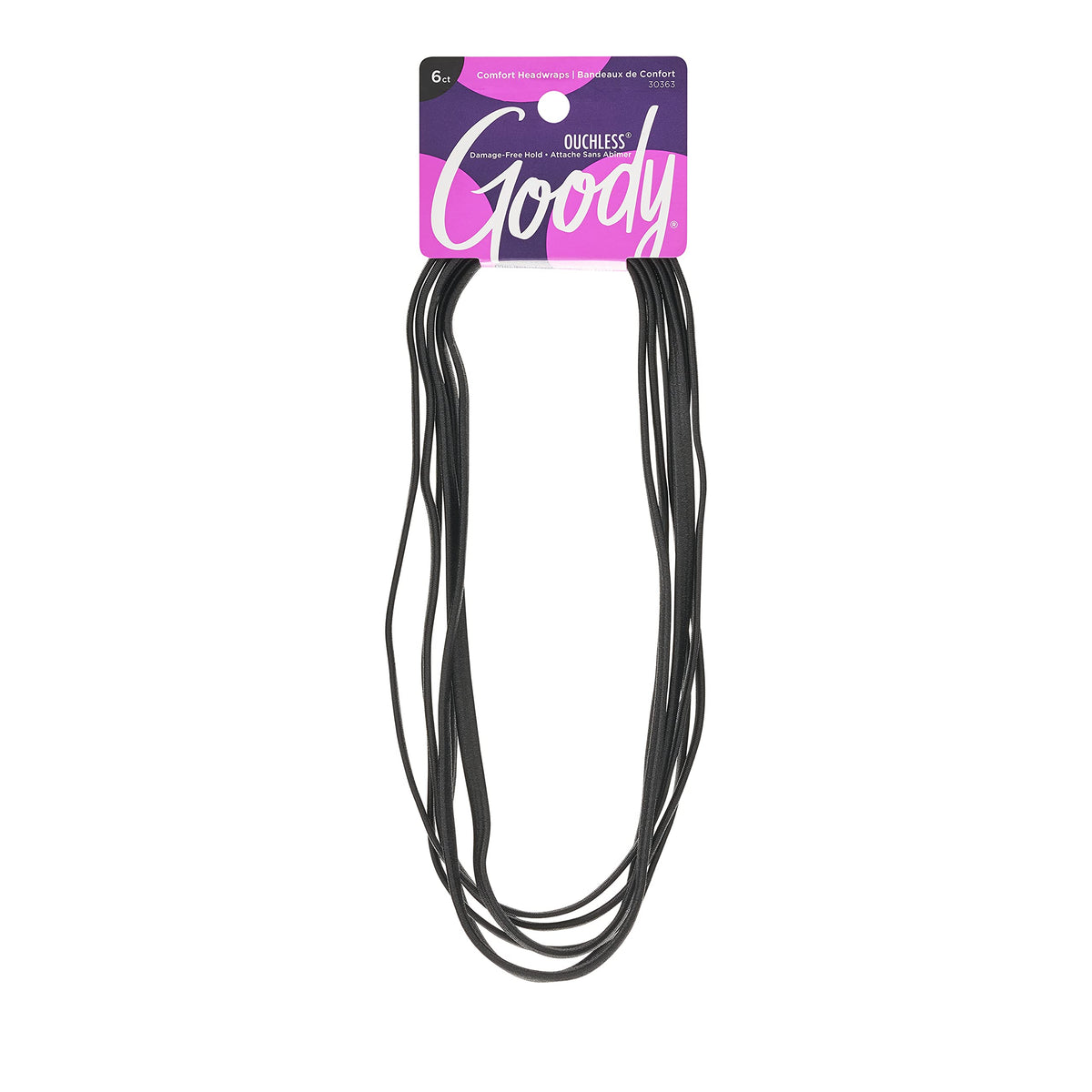 GOODY diadema negra plana y estrecha para uso cómodo sin tirones.
