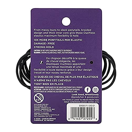 Goody Ouchless elásticos para pelo negro, cola de caballo segura y cómoda.