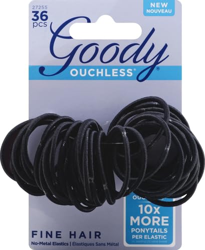 Goody Ouchless elásticos para pelo negro, uso práctico en la muñeca.