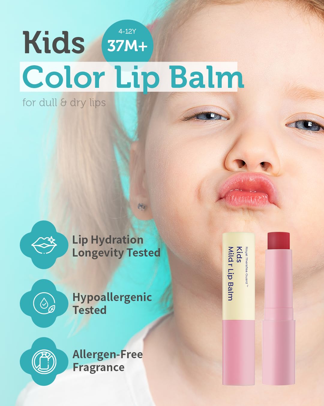 GOONGBE balsamo labial tintado rojo natural para labios infantiles