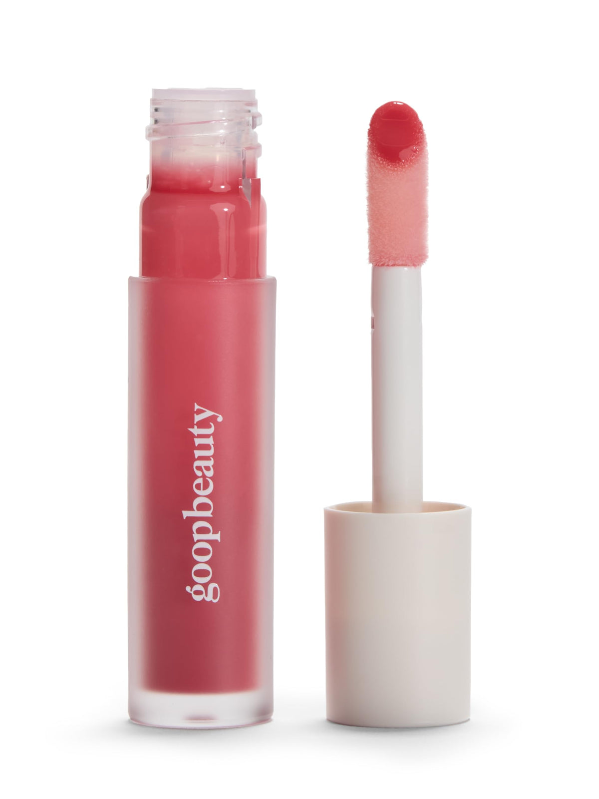 Goop Hydra-Barrier Gel Gloss aplicado para labios hidratados al instante.
