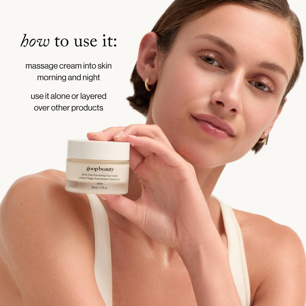 Goop Crema Facial Nutritiva: ingredientes botánicos Schisandra Illipe Lima para cuidado diario.