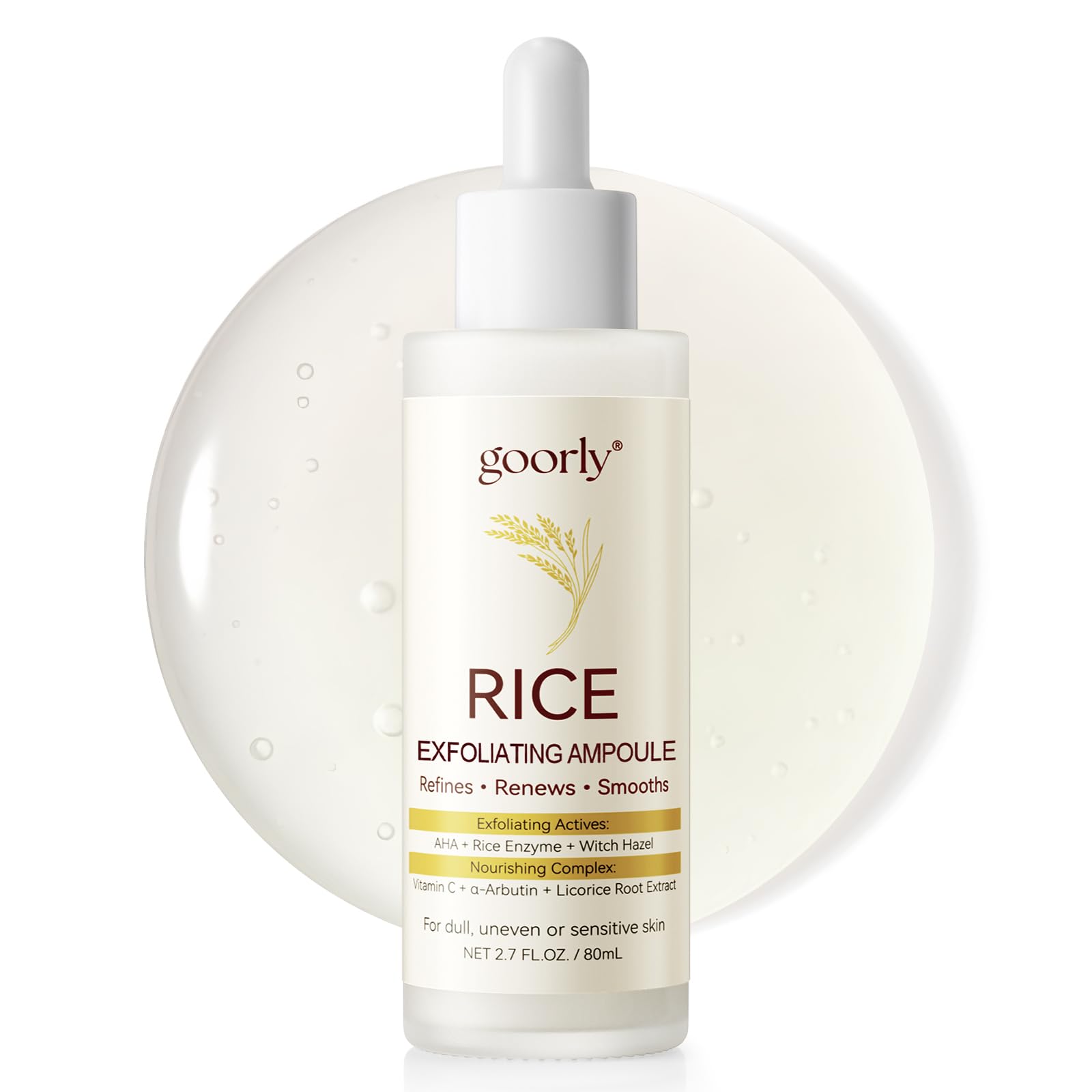 Goorly Peel Shot Glow ampolla de arroz, brillo ligero tras exfoliación suave