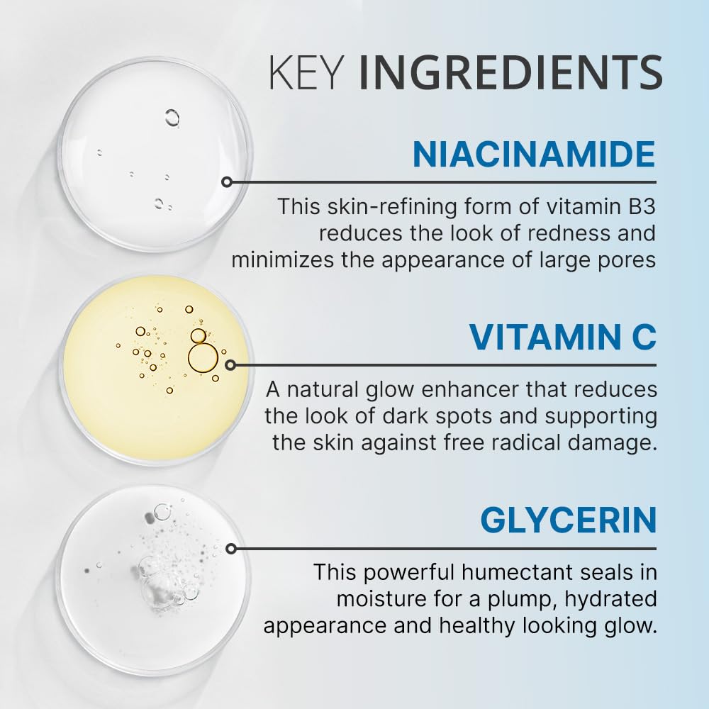 goPure antioxidantes y niacinamida refinan la apariencia durante la limpieza.