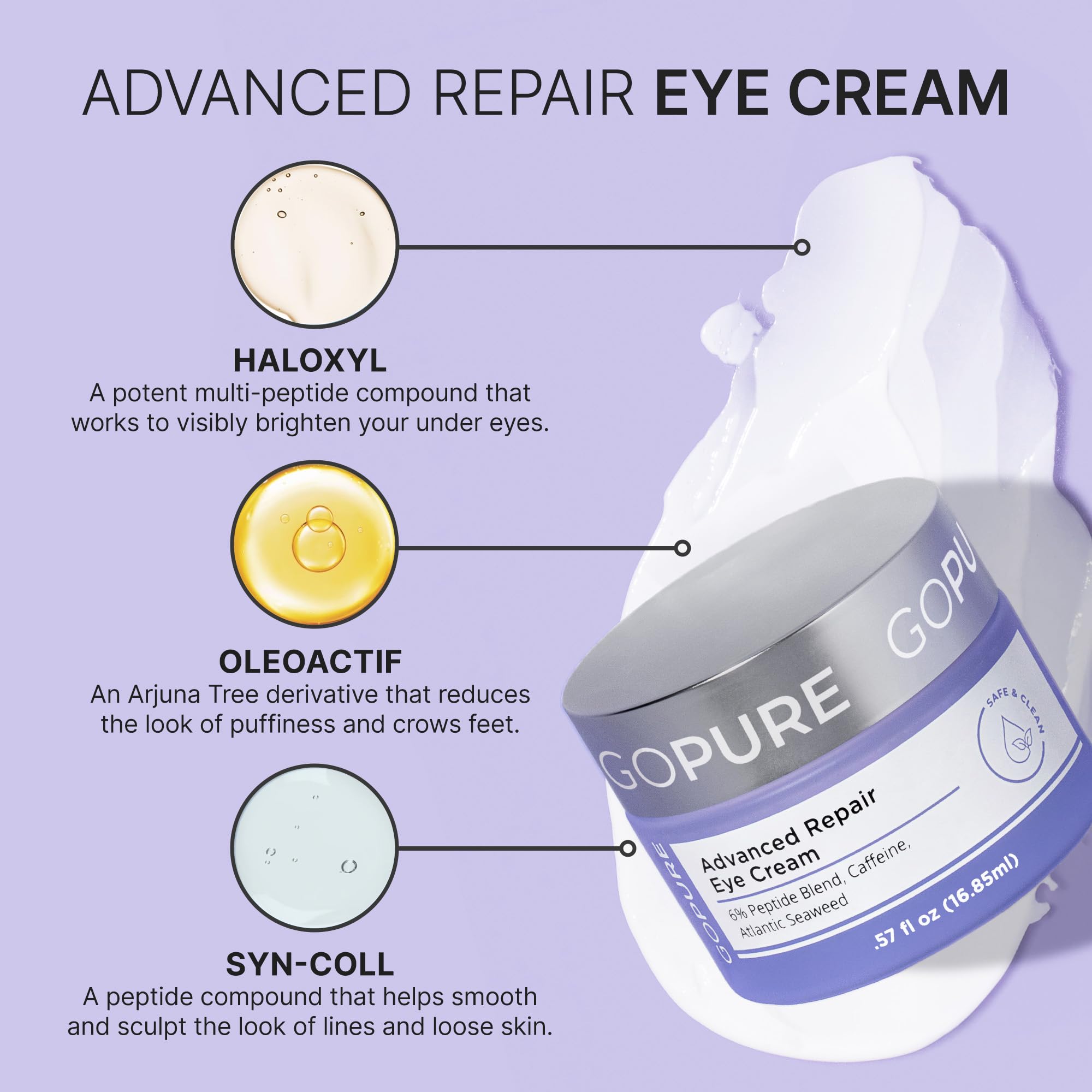 goPure Crema de Ojos Avanzada: aplicación suave para alivio de ojeras