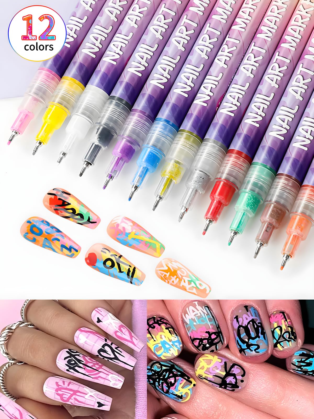 Gorvalin: bolígrafo para arte de uñas con diseños variados para uñas.