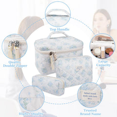 Gosect conjunto floral azul rosa en medio de maleta para organización