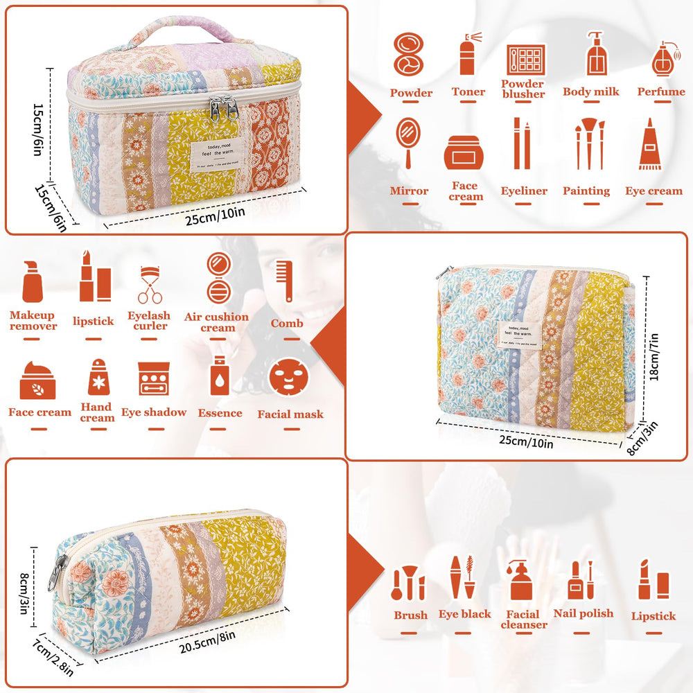Gosect bolsa maquillaje floral mediana para organizar productos de tamaño medio.
