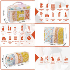 Gosect bolsa maquillaje floral mediana para organizar productos de tamaño medio.