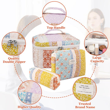 Gosect bolsa maquillaje floral pequeña ideal para viajes compactos.