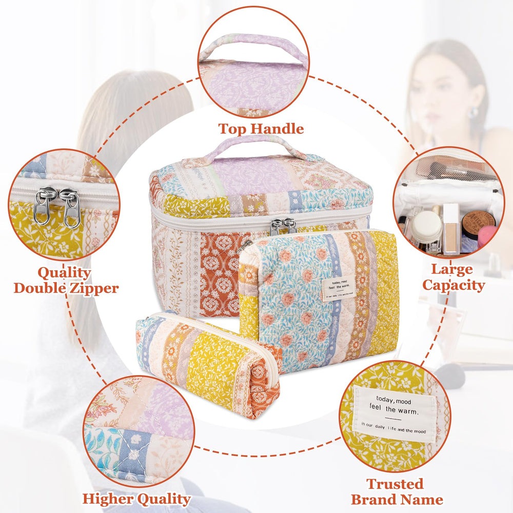 Gosect bolsa maquillaje floral pequeña ideal para viajes compactos.
