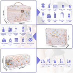 Gosect bolsa maquillaje acolchada con patrón floral para un look a la moda.