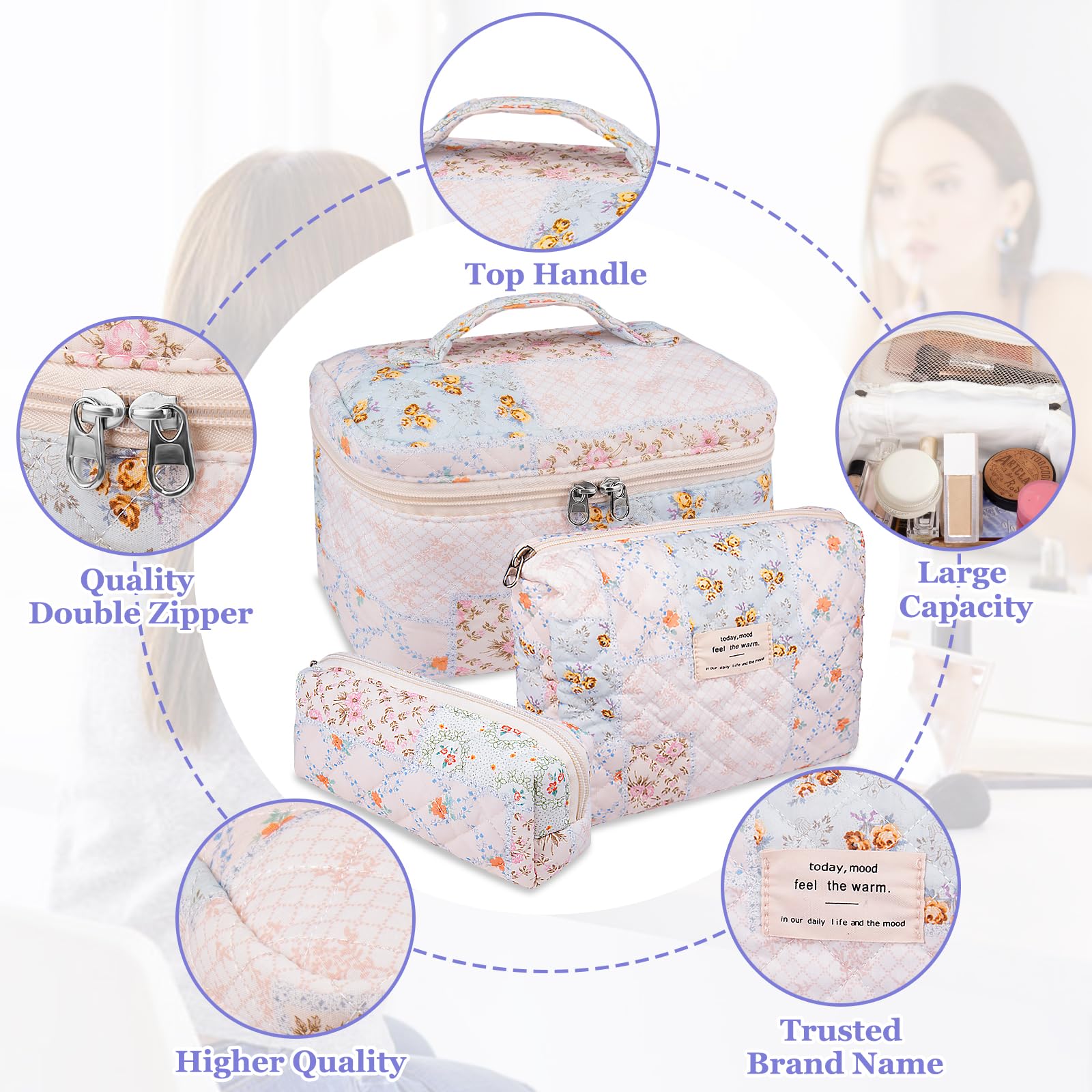 Cremalleras doradas en la bolsa Gosect facilitan abrir y cerrar con estilo.