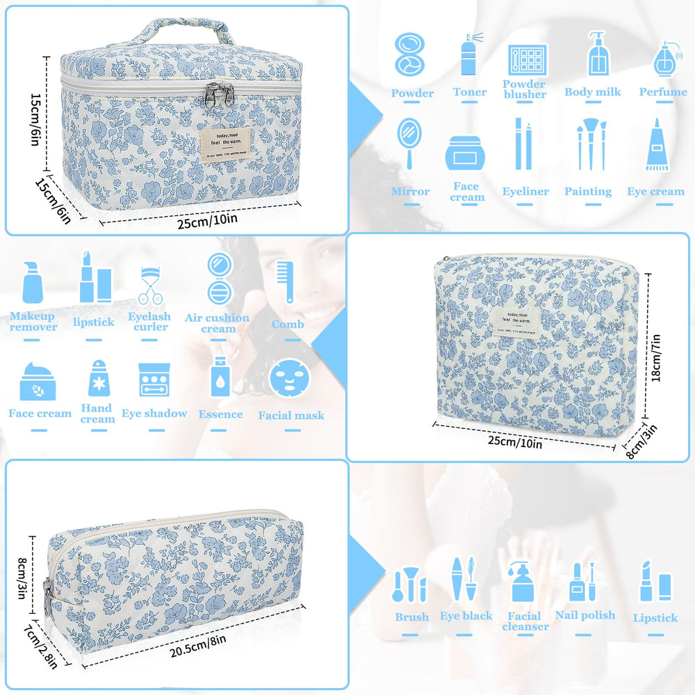 Bolsas de maquillaje floral mediana de Gosect para uso diario de cosméticos.