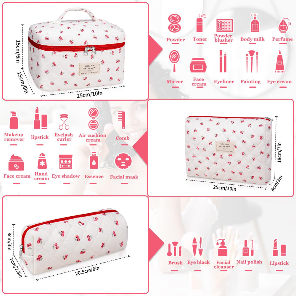 Gosect bolsa maquillaje mediana con flores, perfecta para separar productos en bolso.