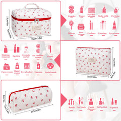 Gosect bolsa maquillaje mediana con flores, perfecta para separar productos en bolso.