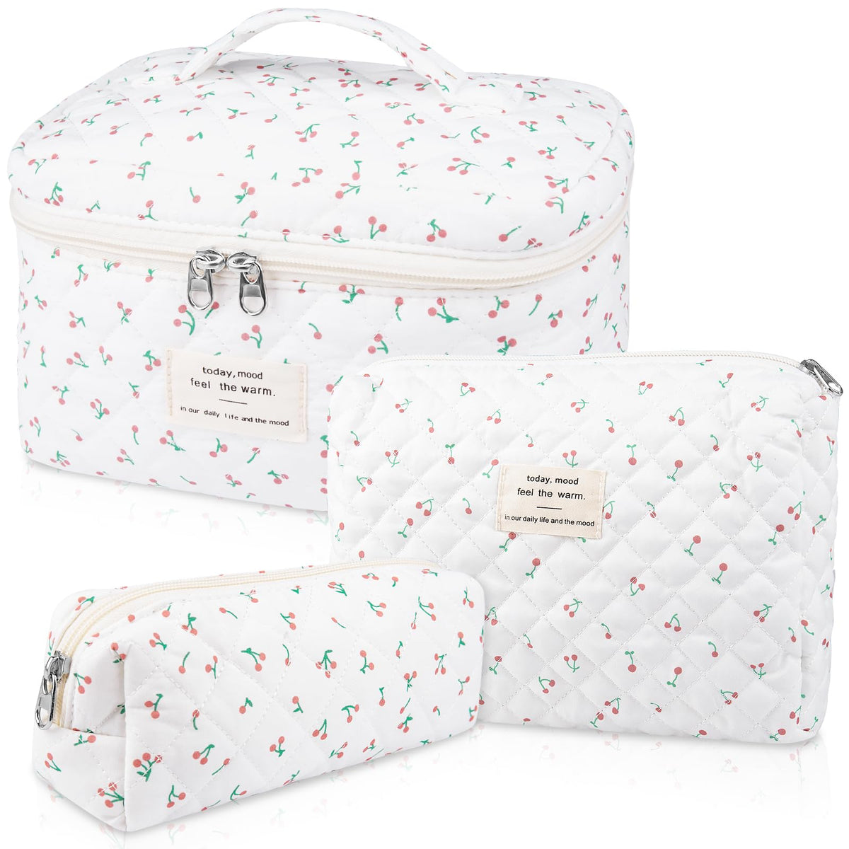 Bolsa de maquillaje grande Gosect con diseño floral, ideal para viaje y almacenamiento.