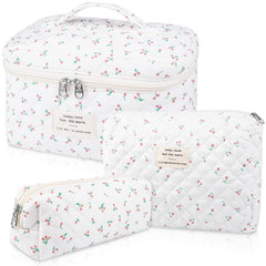 Bolsa de maquillaje grande Gosect con diseño floral, ideal para viaje y almacenamiento.
