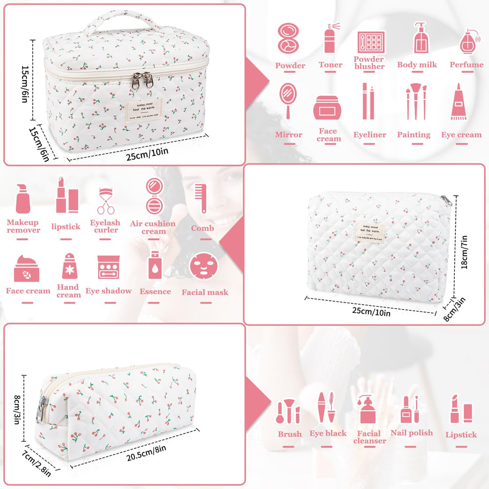 Bolsa de maquillaje mediana Gosect con estampado floral, organizada para usos diarios.