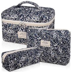 Bolso maquillaje floral grande de Gosect, ideal para viajar y mantener cosméticos organizados.