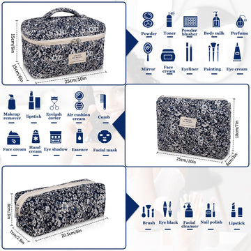 Bolso maquillaje floral mediano de Gosect, perfecto para uso diario y organización.