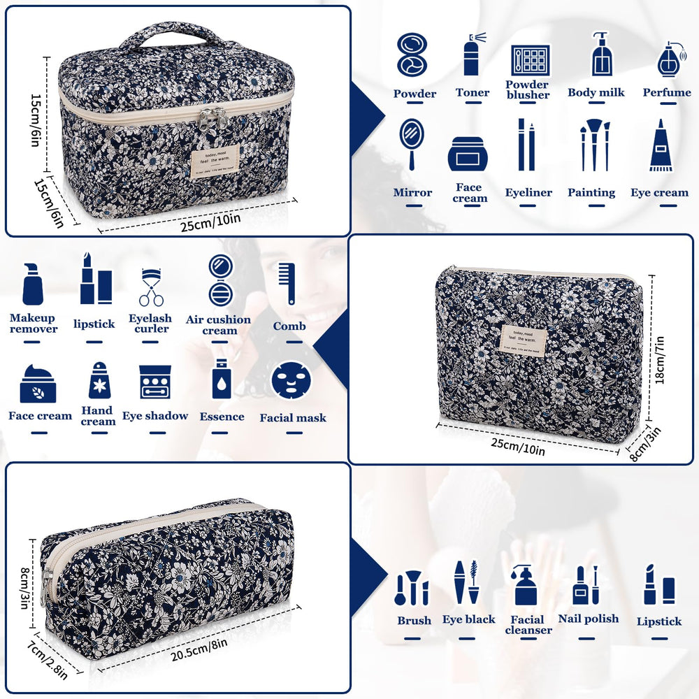 Bolso maquillaje floral mediano de Gosect, perfecto para uso diario y organización.