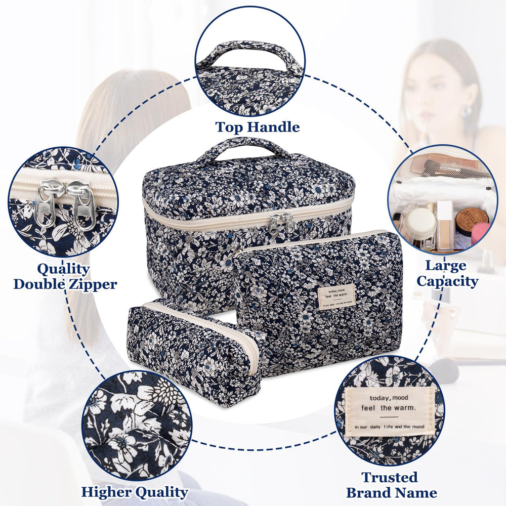 Bolso maquillaje floral pequeño de Gosect, ideal para llevar en bolso o viaje corto.
