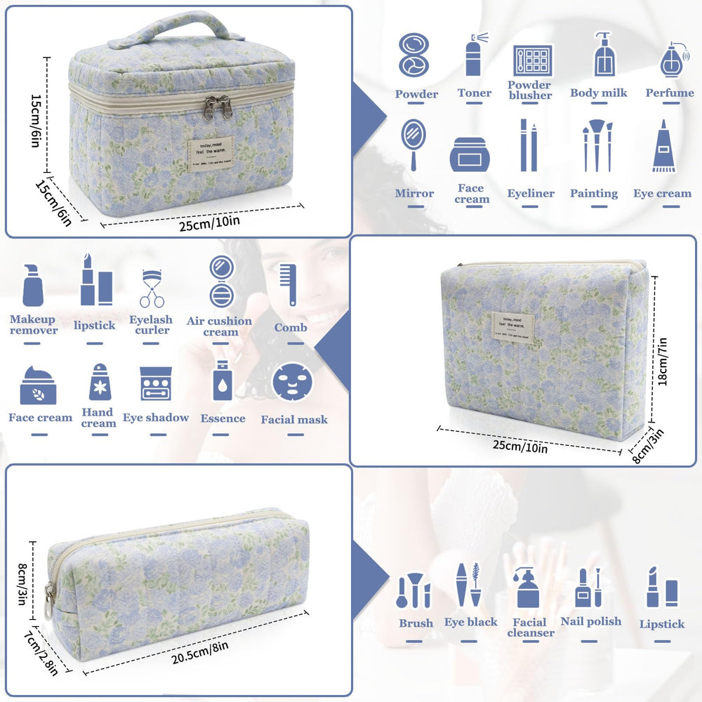 Conjunto de tres bolsos Gosect en tamaños diferentes para cosméticos.