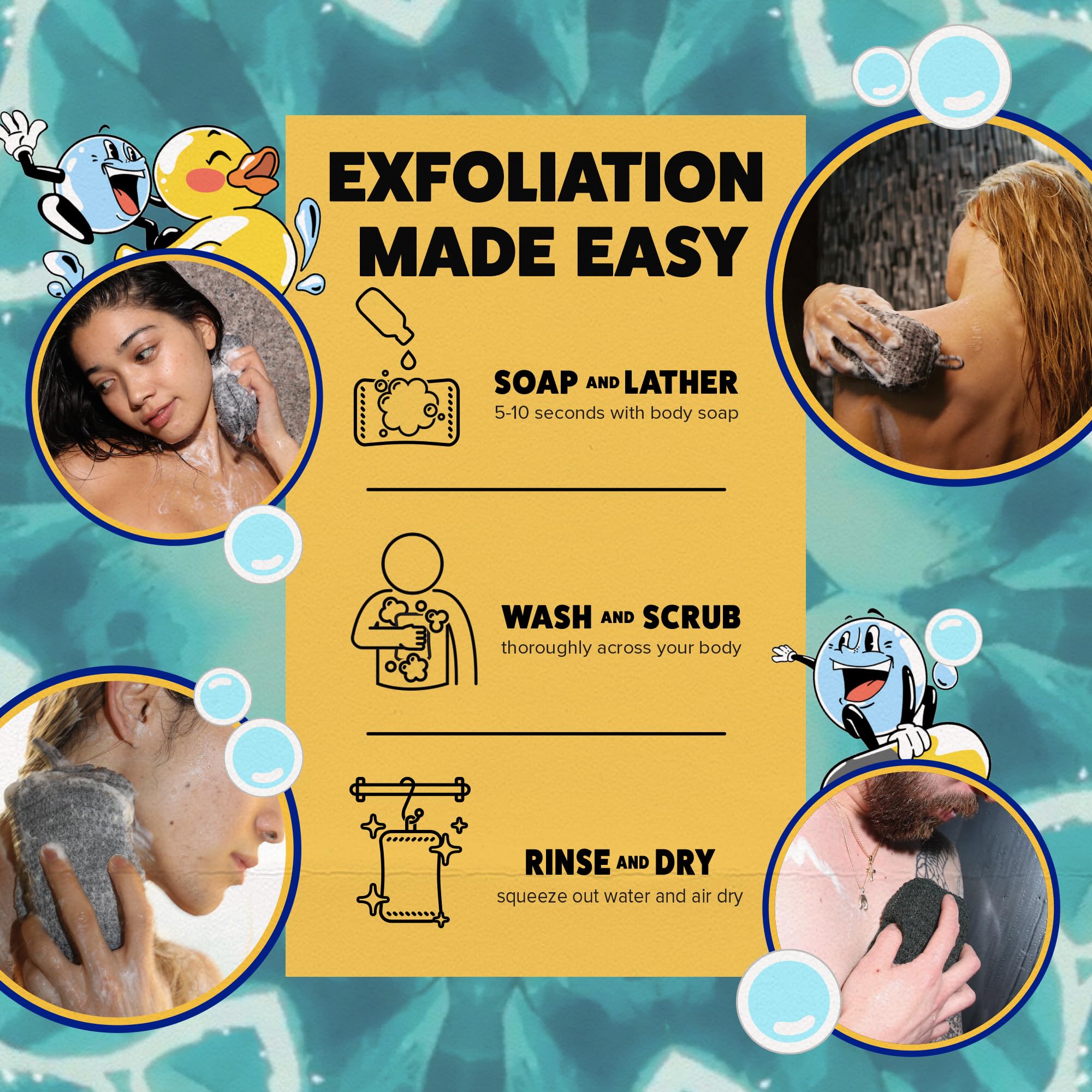 GOSHI gris elegante, esponja exfoliante para ducha, estilo y funcionalidad en el baño.