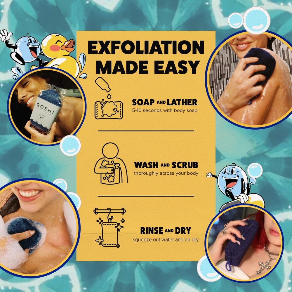 GOSHI esponja exfoliante, apta para todo tipo de piel.