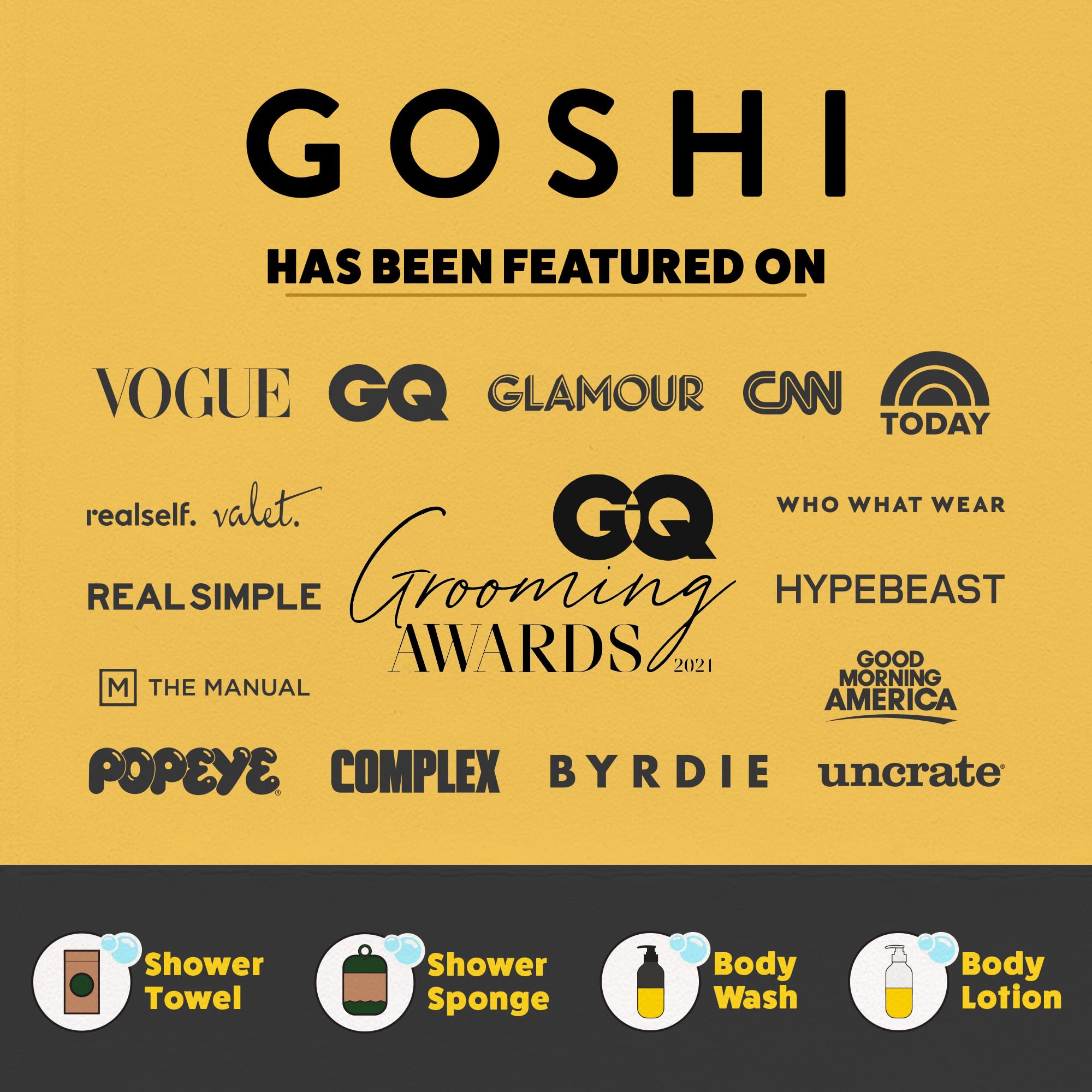 GOSHI esponja exfoliante de secado rápido para higiene diaria