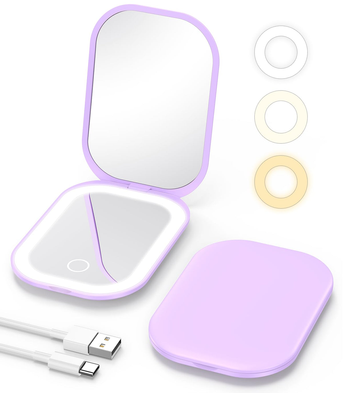 Espejo compacto iluminado Gospire con 1x/3x para retoques de maquillaje en movimiento.