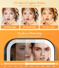 Gospire Espejo con brillo regulable, ajusta la intensidad según necesidad.