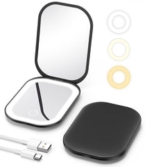 Gospire Espejo luminoso compacto con 1X, ideal para retoques rápidos en la marcha.