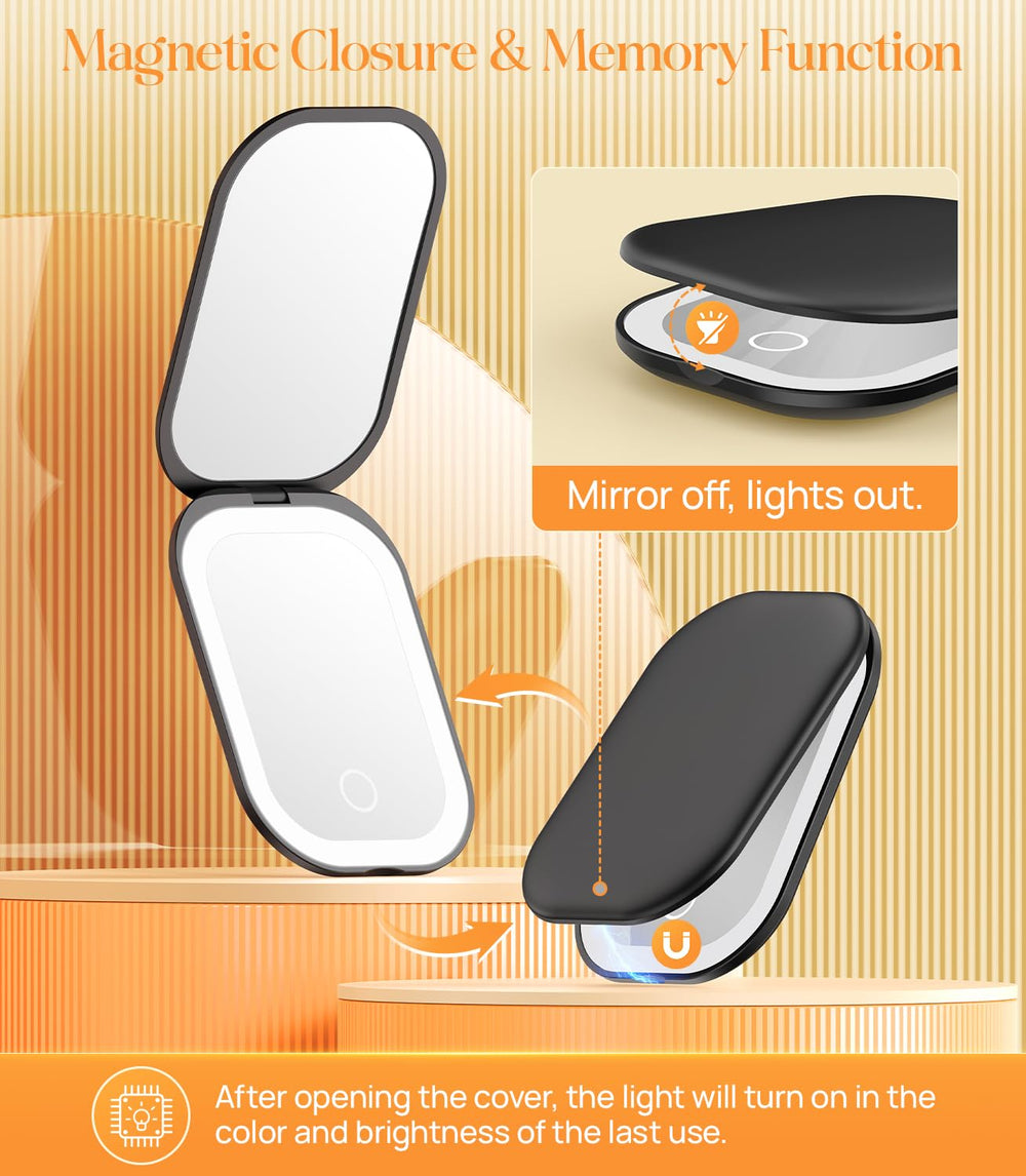 Gospire Espejo de bolso, fácil transporte para retoques en cualquier momento.