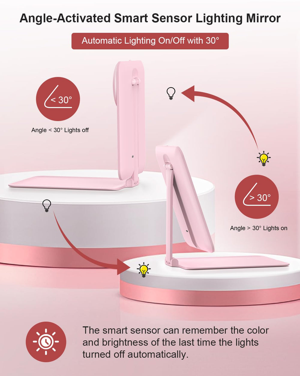 Gospire Iluminación LED de tres colores con control táctil para maquillaje.